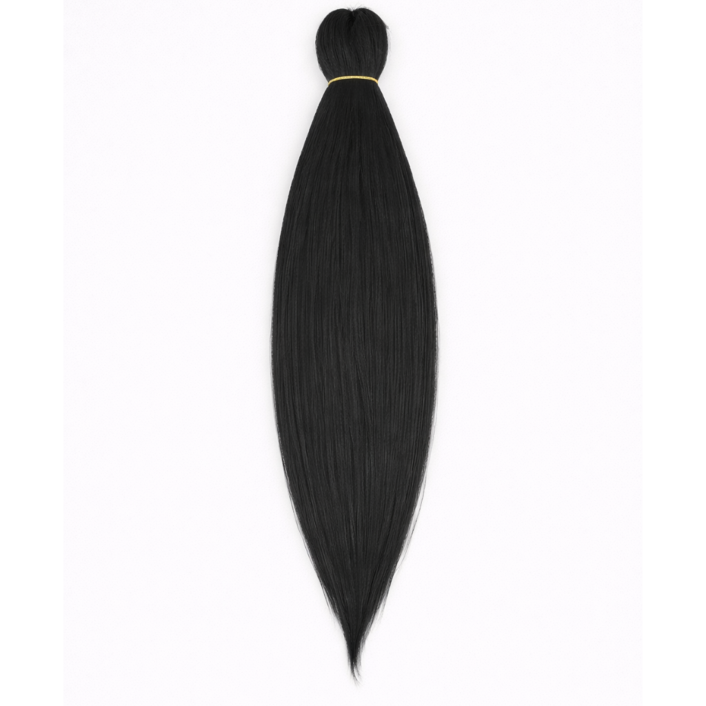 Mèches à tresser Noir Lisse Yaki Pré-étirées – Synthétique