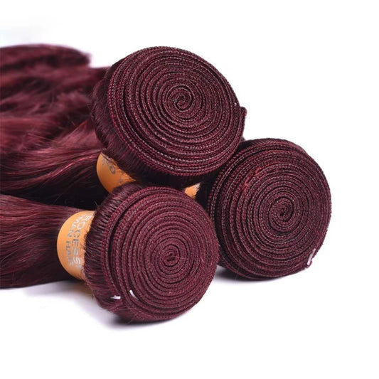 Tissage Rouge Bordeaux Bresilien Ondule Virgin Hair