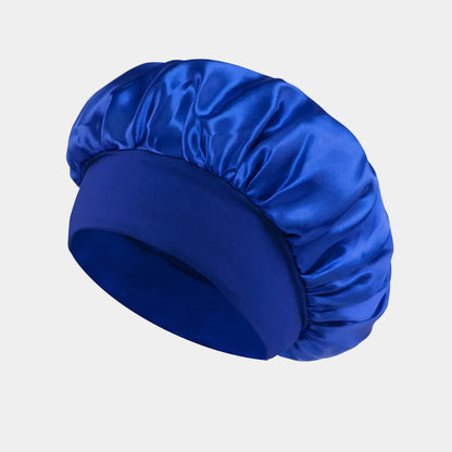 Bonnet en satin bleu