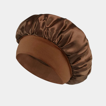 Bonnet en satin marron