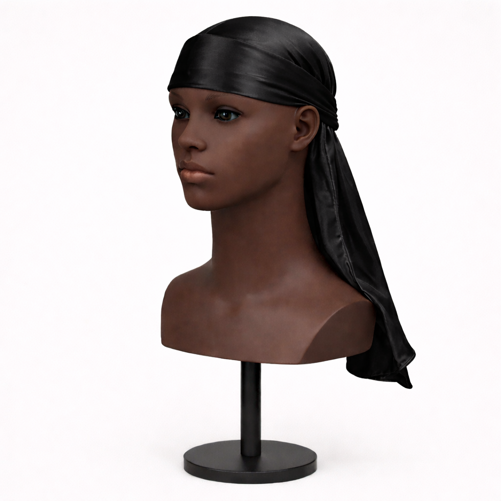 Durag en soie unisexe à longues attaches