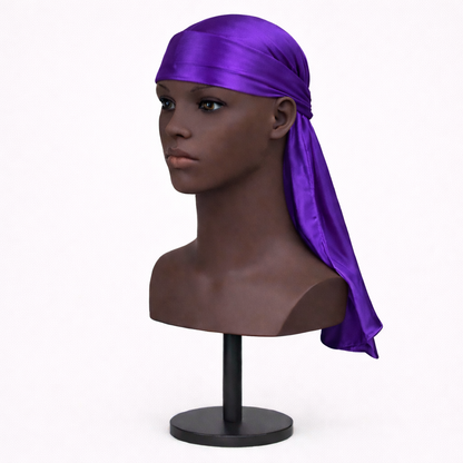 Durag en soie unisexe à longues attaches