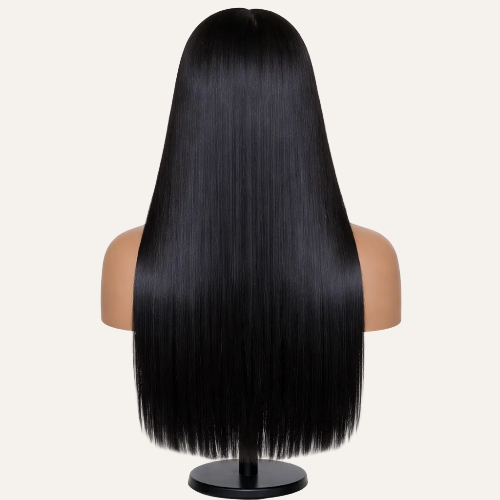 Perruque Noire Sans Colle Brésilienne Lace Closure 5x5 Lisse Pré-épilée – Remy Hair