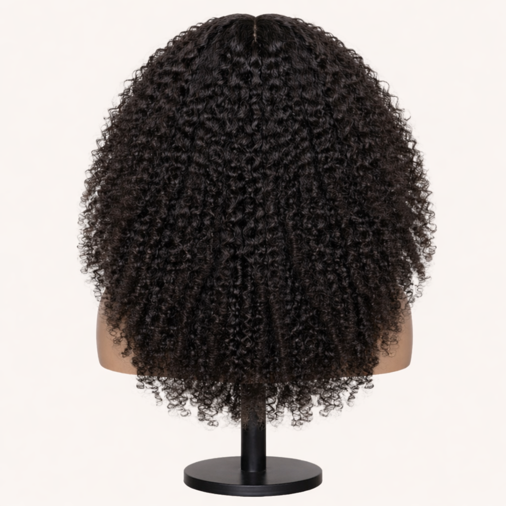 HairMakiti - Perruque_Noire_Sans_Colle_Bresilienne_Lace_Closure_4x4_Crepu_BouclePre-decoupee_Remy_Hair_vue arrière