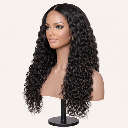 HairMakiti - Perruque_Noire_Sans_Colle_Bresilienne_Lace_Closure_4x4_Ondulee_Profonde_Pre-decoupee_Remy_Hair