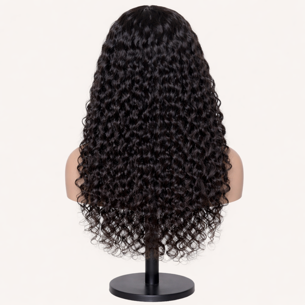 HairMakiti - Perruque_Noire_Sans_Colle_Bresilienne_Lace_Closure_4x4_Ondulee_Profonde_Pre-decoupee_Remy_Hair - vue arrière
