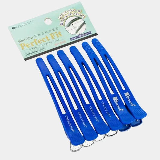 Lot de 6 pinces crocodile coiffure – Double charnière en bleu