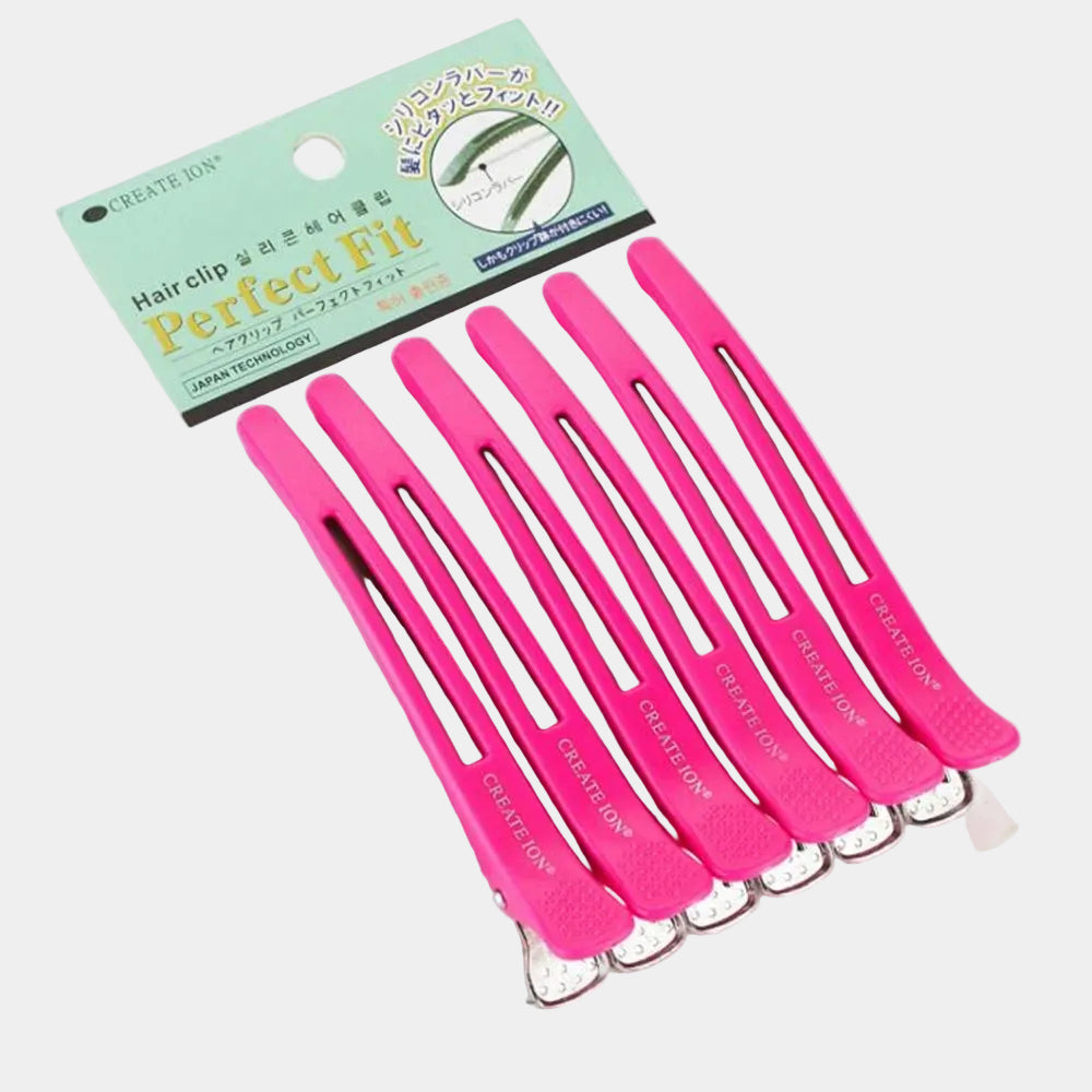 Lot de 6 pinces crocodile coiffure – Double charnière en rouge