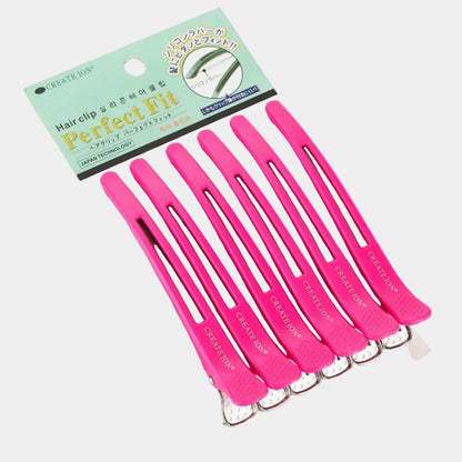 Lot de 6 pinces crocodile coiffure – Double charnière en rouge