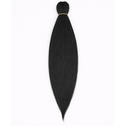 Mèches à tresser Noir Lisse Yaki Pré-étirées – Synthétique