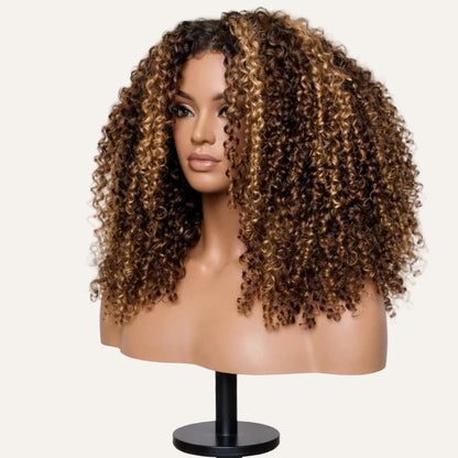Perruque Brun Et Blond Miel Sans Colle Brésilienne Lace Closure 5x5 Ondulée Profonde Pré-épilée Bob – Remy Hair